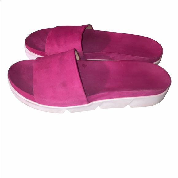 Stuart Weitzman Pink Suede Slides - Picture 1 of 8